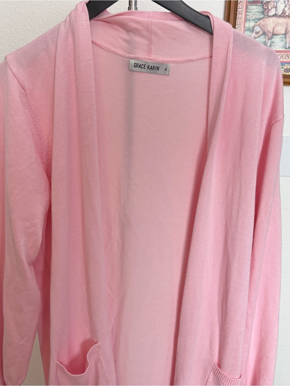 Grace Karin Women's Light Pink Open-Front Cardigan Sweater extra long